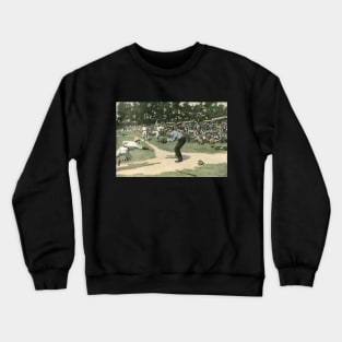 Vintage Sports, Baseball Player Sliding Safe into Home Plate Crewneck Sweatshirt